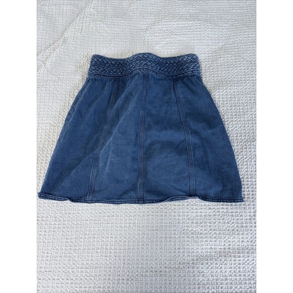 Free People Women's Denim Braided Waist Bohemian A-Line Mini Skirt Size 0 - Picture 6 of 6